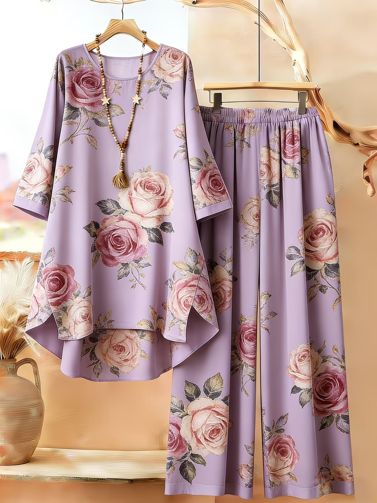 Women's Retro Bohemian Geometric Print Casual Co-Ord Set