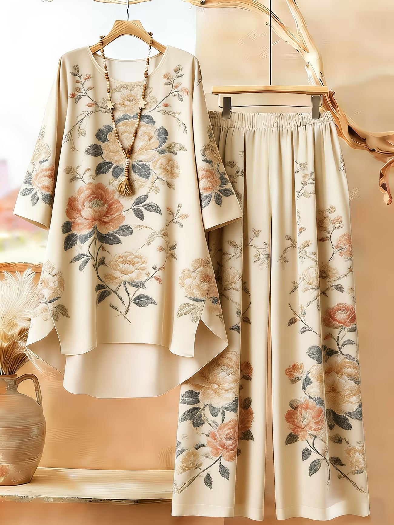 Women's Retro Bohemian Geometric Print Casual Co-Ord Set