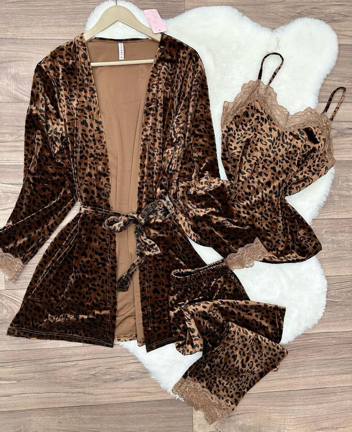 Chocolate Brown Leopard Print Nightwear Set By Bling & Luster