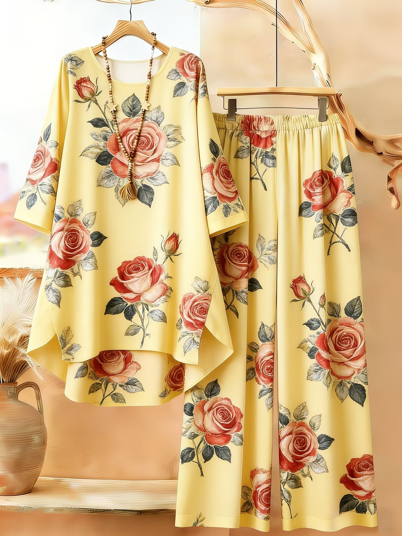 Women's Retro Bohemian Geometric Print Casual Co-Ord Set