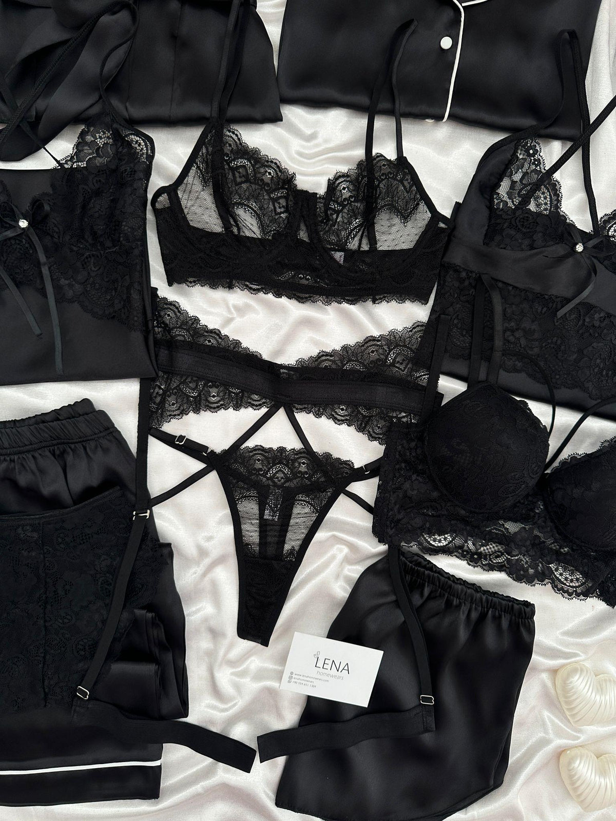 Black Special Night Suit & Bra Penty Set Combo for Women's