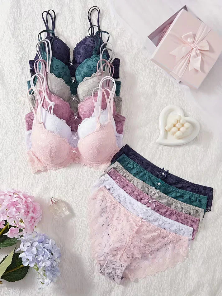 Pack of 6 Women's Bra & Panty Set – Soft Comfortable Everyday Lingerie Combo