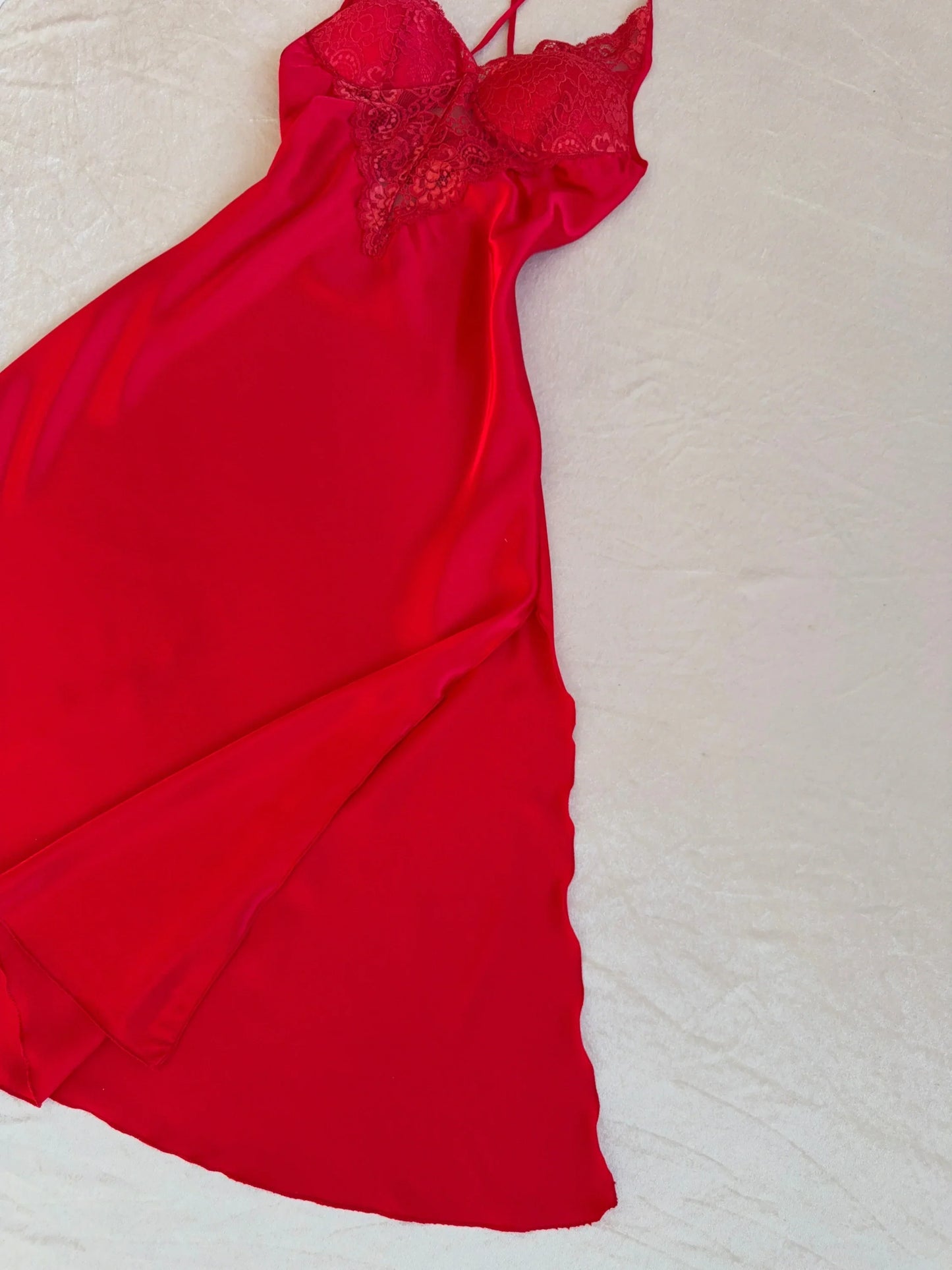 Red Lace 6-Piece Satin Bridal Lingerie Set | Women's Satin Nightgown & Robe Set